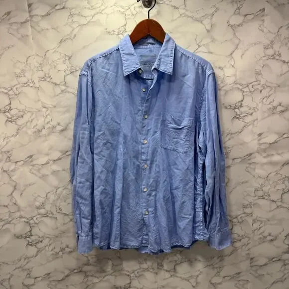 Tasso Elba Island Linen Blend Men’s Shirt sz XL Blue #G930 - Picture 9 of 9